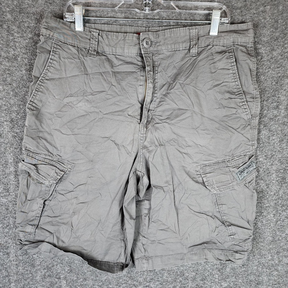 Unionbay Cargo Shorts Mens 36 Authentic Fit Gray Solid EUC